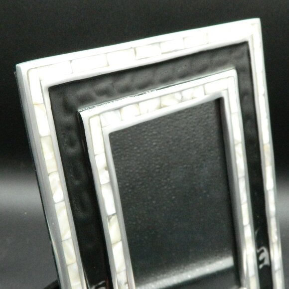 Julia Knight Silver & Black Frame with Mother of Pearl Inlay for 5" x 7" photo - Picture 6 of 9